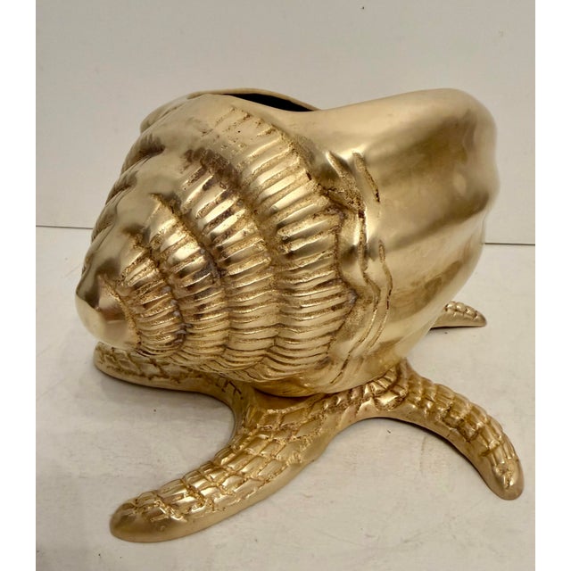Nautical Brass Sea Shell on Starfish Base Planter For Sale - Image 4 of 12