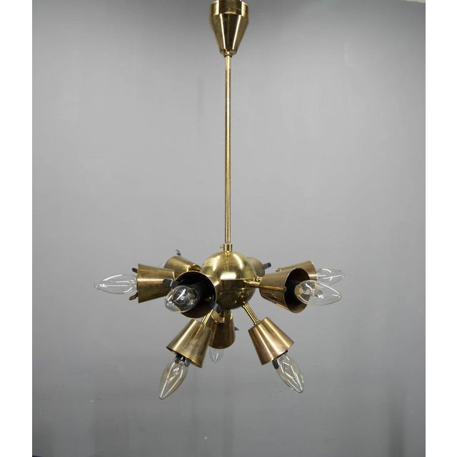 Sputnik Chandelier in Brass and Glass from Kamenicky Senov, 1970s For Sale - Image 9 of 12