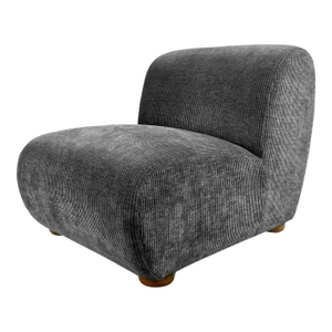 Vintage Charcoal Chenille Stripe Slipper Chair