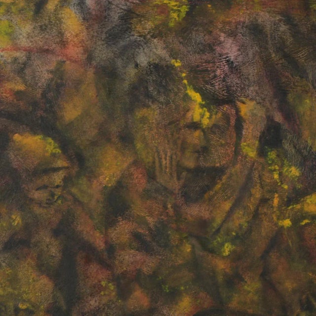 Abstract Mid 20th Century Original Modern Abstract Figurative Nude Olive Green Acrylic Painting by Don Stacy For Sale - Image 3 of 9