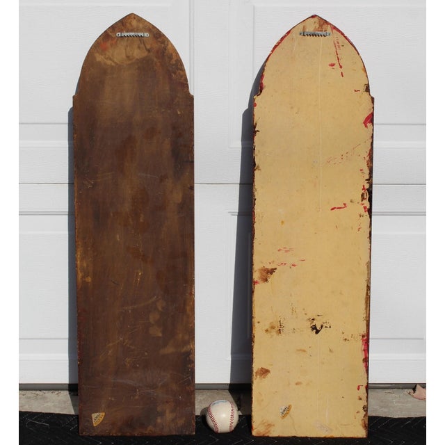 1960s Jaru California 36" Wall Art Wood Carved Figures Gold Plaques For Sale - Image 11 of 17