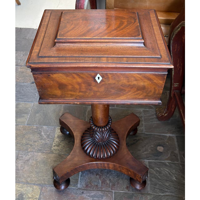 Early 19th Century Antique Regency Mahogany Tea Caddy on Stand For Sale - Image 5 of 9