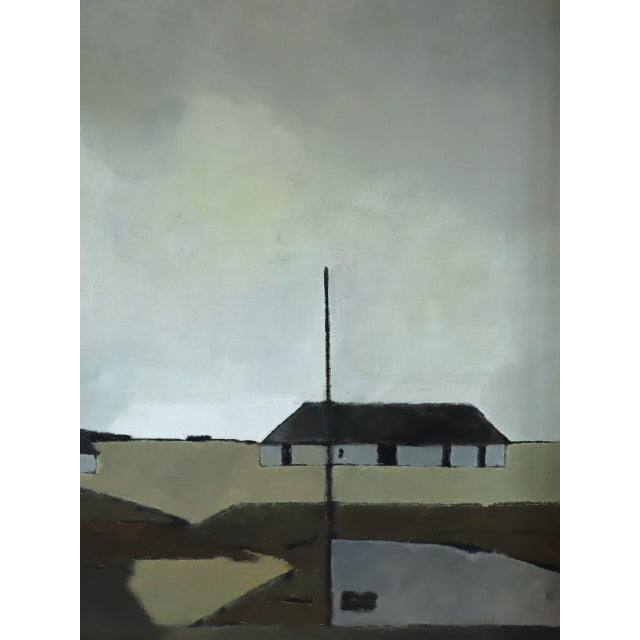 Mid-Century Modern 'Where the Sky Rests' Swedish Abstract Landscape Oil Painting, Framed For Sale - Image 11 of 12