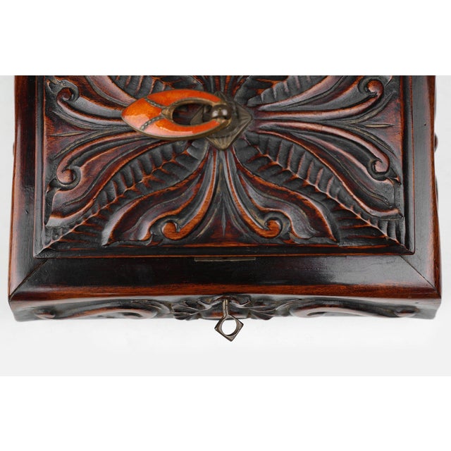 Art Deco French Sewing Box in Sculpted Wood, 1890s For Sale - Image 10 of 11