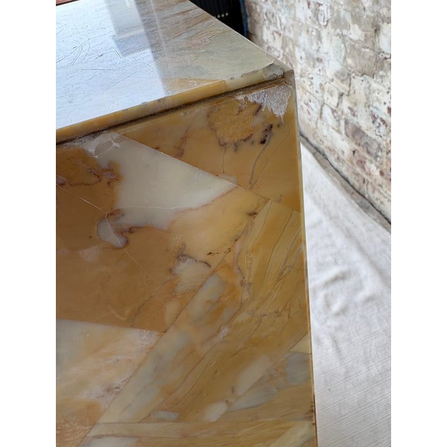 Antique Golden Stone Mosaic Pedestal With Geometric Inlay For Sale - Image 9 of 10