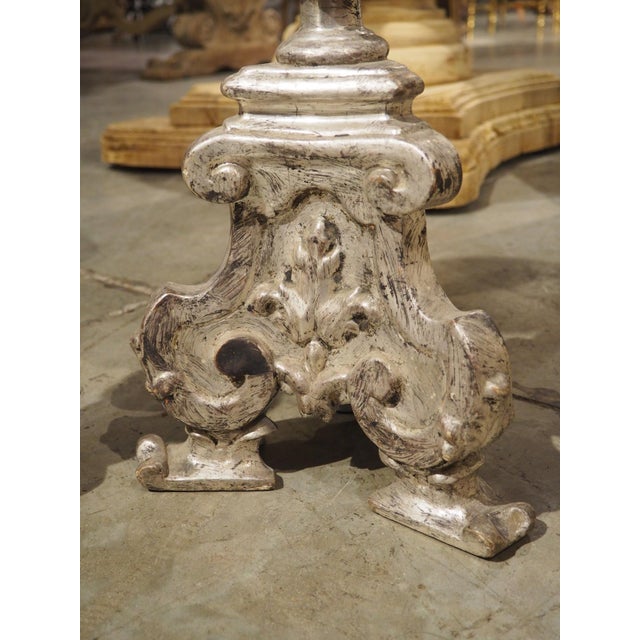 Pair of 19th Century Carved Italian Silverleaf Candlesticks For Sale - Image 12 of 18