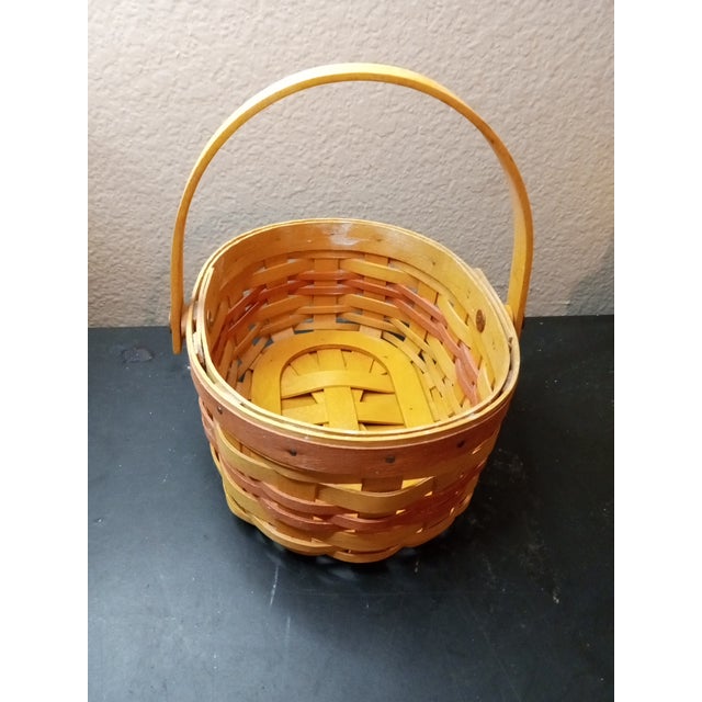 Wood 1990s Gorgeous Longaberger Oval Wicker Basket For Sale - Image 7 of 10