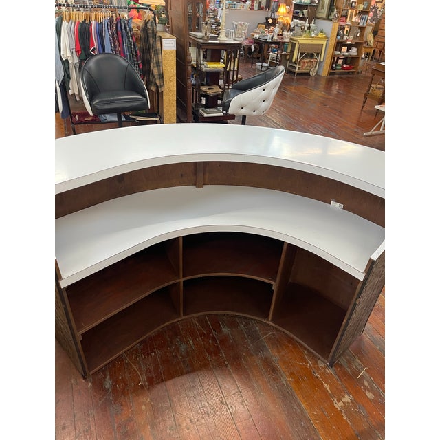 Mid 20th Century Mid 20th Century Hollywood Regency Tufted Four-Seat Swivel Bar With Matching Stools, 5 Pieces For Sale - Image 5 of 11