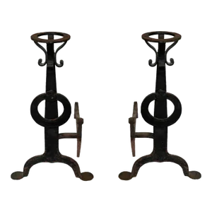 Andirons Arts and Crafts Style - A Pair