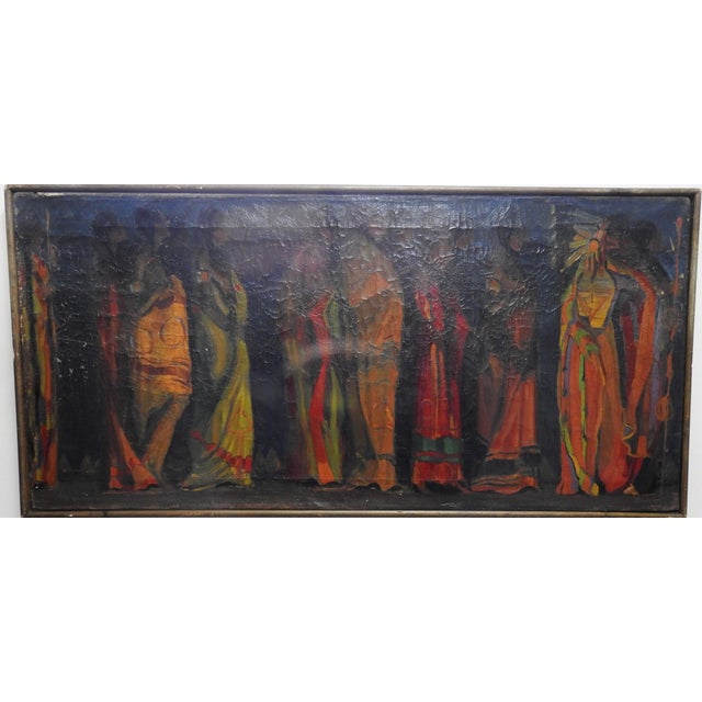 Black Robert Whitmore "Indian Procession" Oil Painting Early 20th Century For Sale - Image 8 of 13