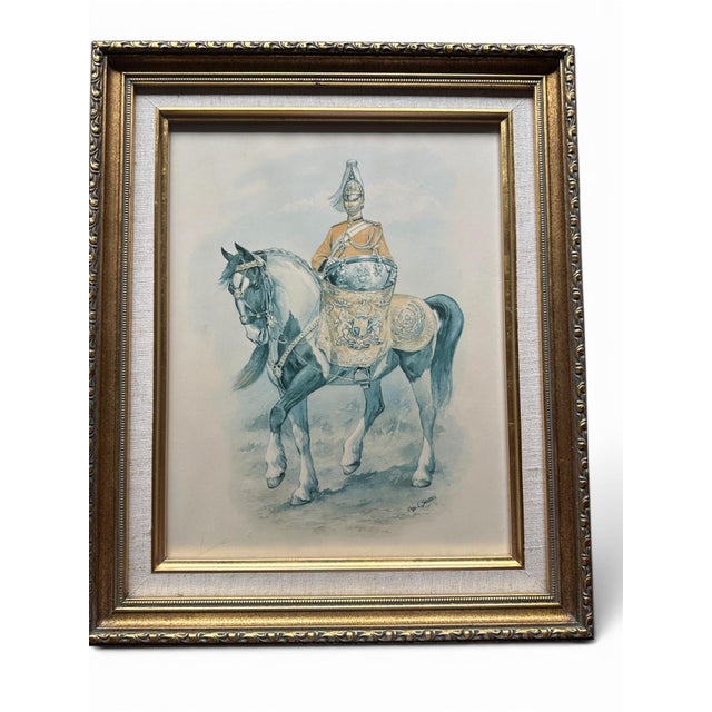 English Pair of Vintage Framed British Military Equestrian Prints After Charles C. Stadden, 1973 For Sale - Image 3 of 6