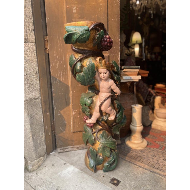 Antique Gilded Wooden Column, 1800s For Sale - Image 17 of 18