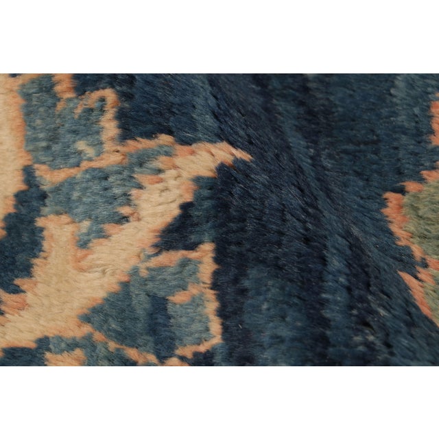 Blue Hand-Knotted Traditional Mahal Floral Vintage Persian Runner in Blue and Yellow For Sale - Image 8 of 9