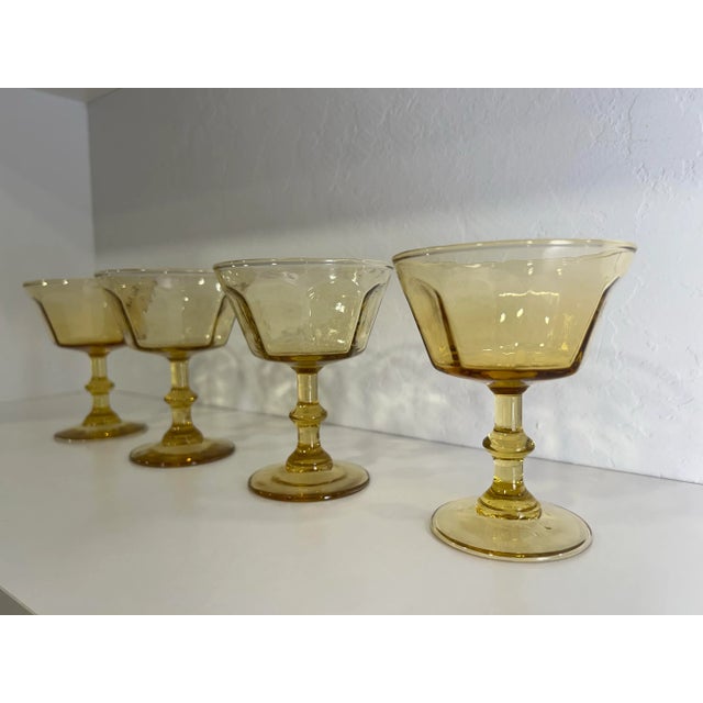1960s Lenox Bryce in a Subtle Shade of Antique Yellow - Champagne Sherbet Glasses- Set of 4 For Sale In Sacramento - Image 6 of 8