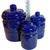 Set of Three (3) Vintage Cobalt Blue Ceramic Canisters Raised Fruit Grape Design For Sale - Image 11 of 14
