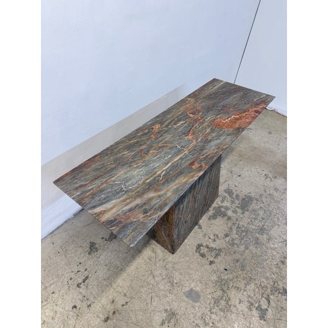 Stone Variegated Green Natural Stone Marble Console Table, Italy 1980s For Sale - Image 7 of 13