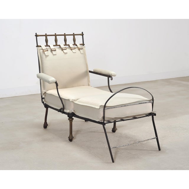 Late 19th Century Late 19th C. French Campaign Style Iron Bronze Chaise Longue For Sale - Image 5 of 18