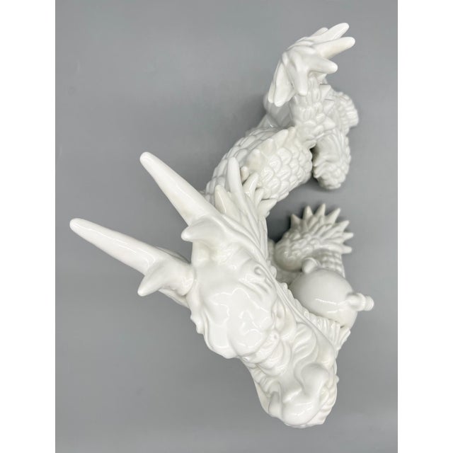 Large 20th Century Blanc De Chine Fitz and Floyd Chinoiserie Dragon Figurine For Sale In Houston - Image 6 of 12