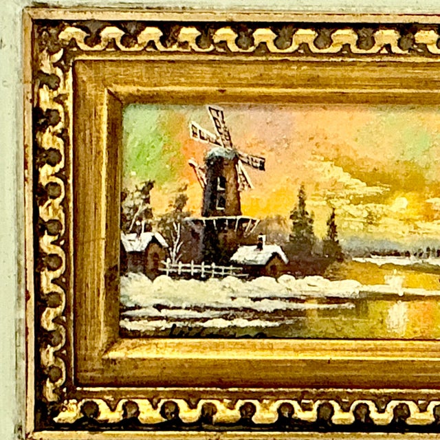 From the late 1950s, this Original Oil Painting, artist signed Leidmann, features a winter landscape scene in Holland. It...