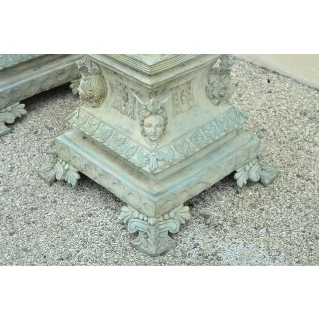 Late 20th Century Late 20th Century French Louis XV XVI Style Bronze Verdigris 43" Figural Garden Planters - A Pair For Sale - Image 5 of 12