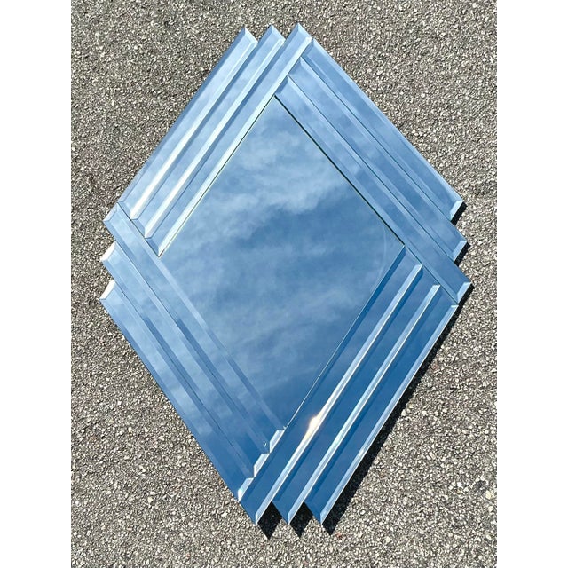 Late 20th Century Vintage Boho 1980s Beveled Triangle Mirror For Sale - Image 5 of 12