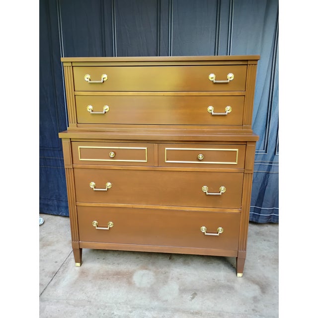 Mid-Century Modern Mid Century Traditional Tallboy Dresser Attributed to Kindel Furniture. For Sale - Image 3 of 9