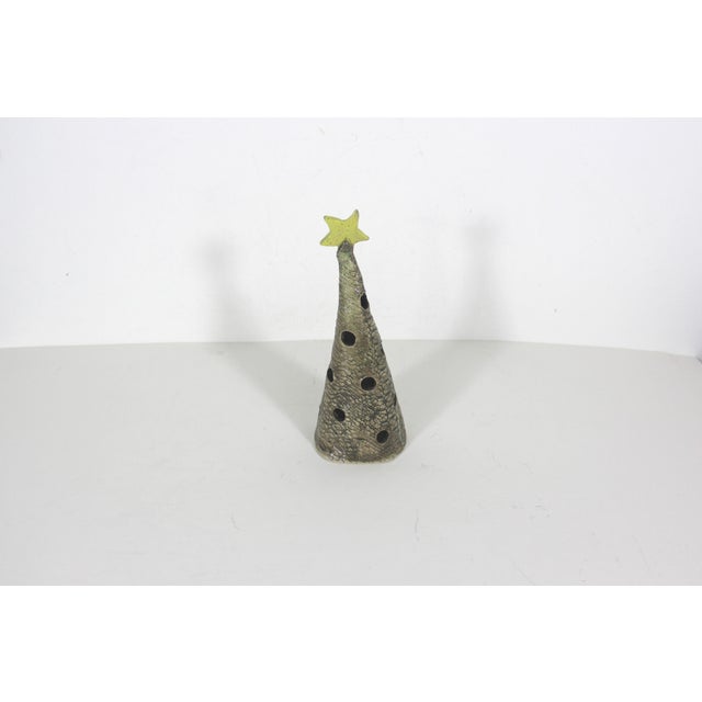 Vintage Studio Pottery Christmas Tree Tea Light Candleholder For Sale - Image 4 of 7