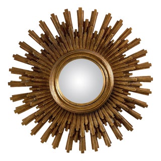 Mid-Century Hollywood Regency Gilt Sunburst Mirror, 1960s For Sale