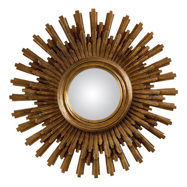 Mid-Century Hollywood Regency Gilt Sunburst Mirror, 1960s For Sale