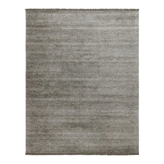 2010s Rug & Kilim’s Modern Rug in Solid Silver-Gray Tone-on-Tone Striae For Sale