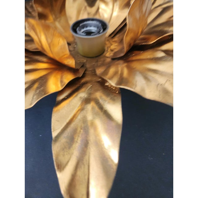 Hollywood Regency Florentine Flower-Shaped Gilt Flush Mount from Hans Kögl, Italy, 1960s For Sale - Image 15 of 18