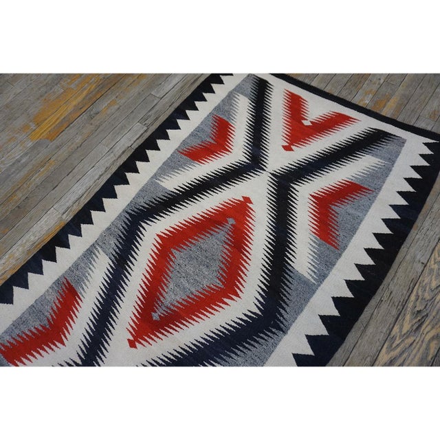 1930s Small Classic Native American Geometric Antique Navajo Flat Weave Rug For Sale - Image 9 of 11