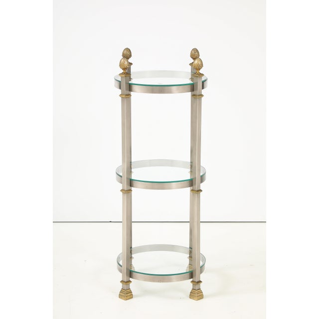 Maison Jansen Maison Jansen Style 3 Tier Steel and Brass Side Table For Sale - Image 4 of 15