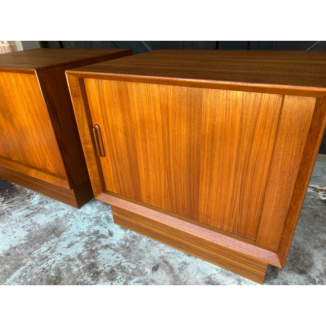 1960s 1960s Tambour Door Teak Nightstand or End Table Pair by Falster of Denmark For Sale - Image 5 of 10