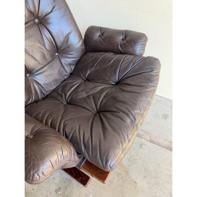 Animal Skin Kengu Lounge Chair in Style of E. & N. Solheim - Vintage 1960s Scandinavian Leather Chair For Sale - Image 7 of 9