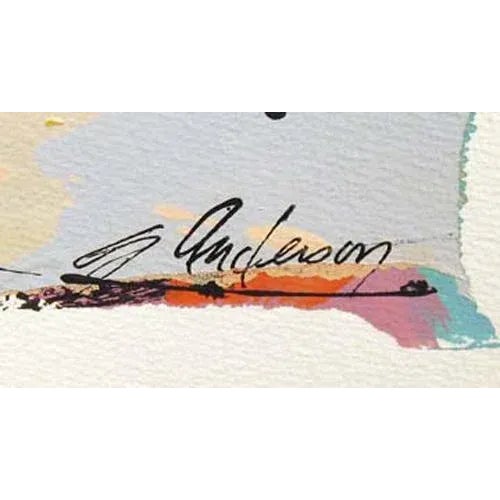 Abstract 1980s Sally Anderson "Symphony Series #15" Signed Original Acrylic Painting on Paper For Sale - Image 3 of 4