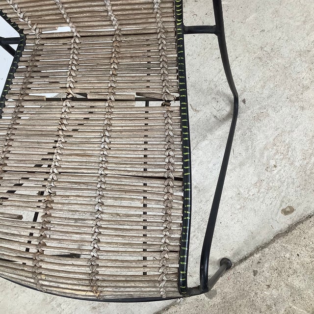 Black Vintage Wrought Iron & Woven Reed Dining Chair in the Style of Brown Jordan For Sale - Image 8 of 12