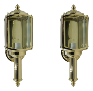 1990s Baldwin Brass Exterior Lantern Lamps - a Pair