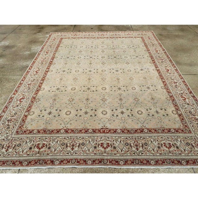 Early 20th Century Galerie Shabab Collection Early 20th Century Handmade Persian Tabriz Small Room Size Carpet For Sale - Image 5 of 10
