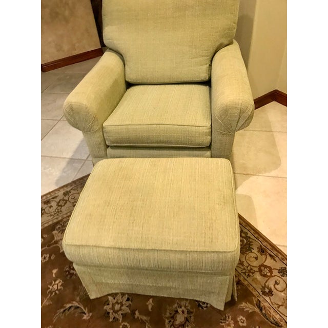 Custom Fabricated Armchair With Ottoman Unique Color-Light Lime/Pistachio Green/Tan/Mustard Yellow For Sale - Image 11 of 12