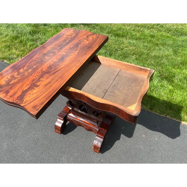 Mid 19th Century Antique Flame Mahogany American Empire Game Table