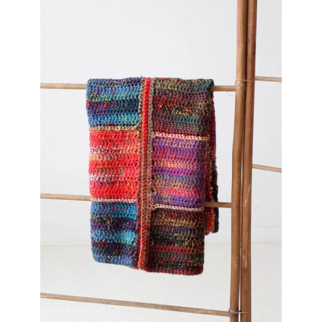 Farmhouse Vintage Patchwork Knit Throw Blanket For Sale - Image 3 of 12