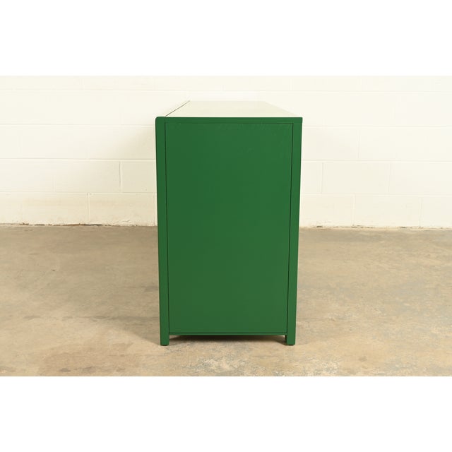 Thomasville Mid-Century Hollywood Regency Green Lacquered Dresser or Credenza | Newly Refinished For Sale - Image 10 of 13