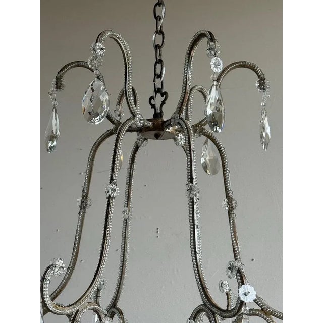 Italian Crystal Beaded Chandelier, Mid-20th Century For Sale - Image 13 of 13
