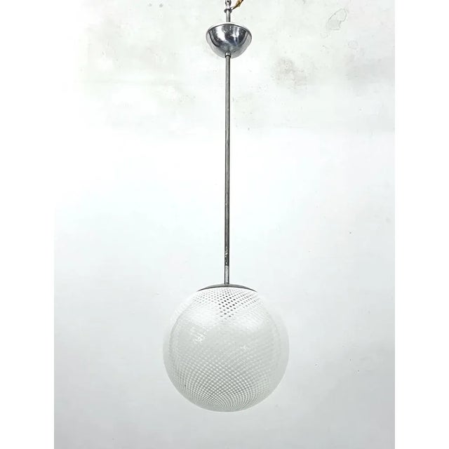 Silver Mid-Century Reticello Sphere Pendant from Venini, Italy, 1950s For Sale - Image 8 of 8