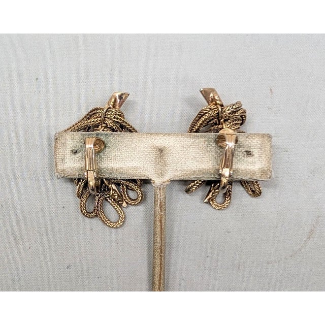 Gold Vintage 1950s Signed Napier Goldtone Fringe Leaf Clip Earrings-2 Pieces For Sale - Image 8 of 9
