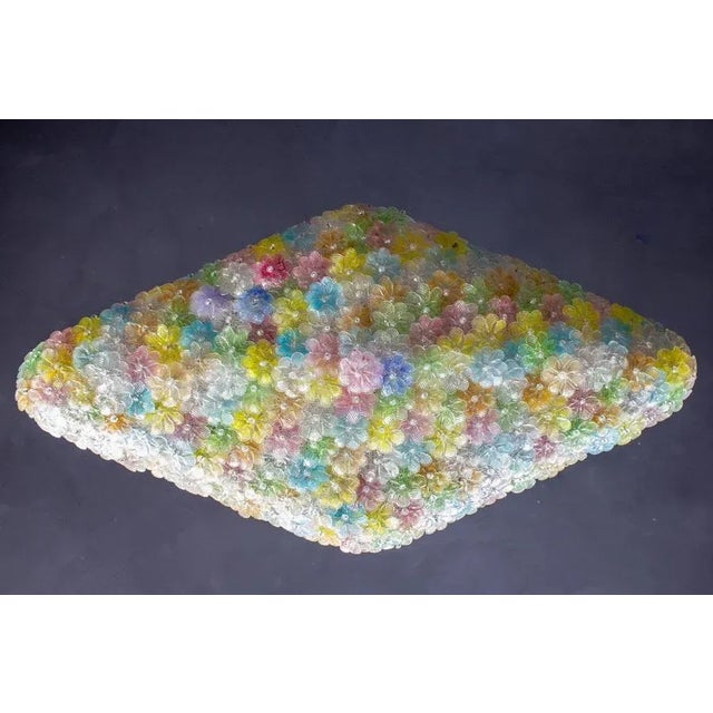 Large Venetian Multi-Colored Glass Flower Ceiling Light, 1960 For Sale - Image 12 of 13