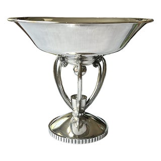 1920s Barbour Silver Plate Art Deco Compote or Tazza With Classic Deco Lines and Sculptural Form in the Manner of Georg Jensen For Sale