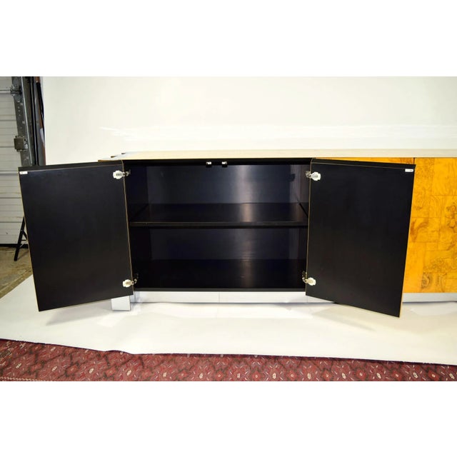 Mid 20th Century Attributed to Paul Evans Cityscape Console in Burl Wood and Chrome For Sale In Dallas - Image 6 of 10