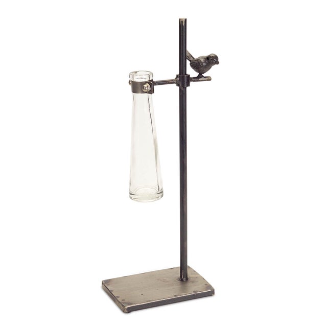 Kenneth Ludwig Chicago Hanging Bud Vase with Metal Stand (Set of 2) For Sale - Image 4 of 5